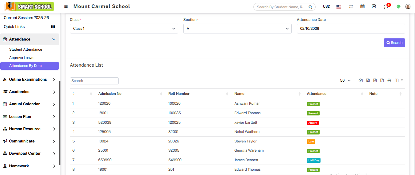 Check attendance by date image