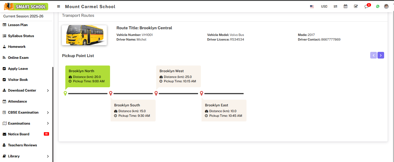 Student Transport List Image