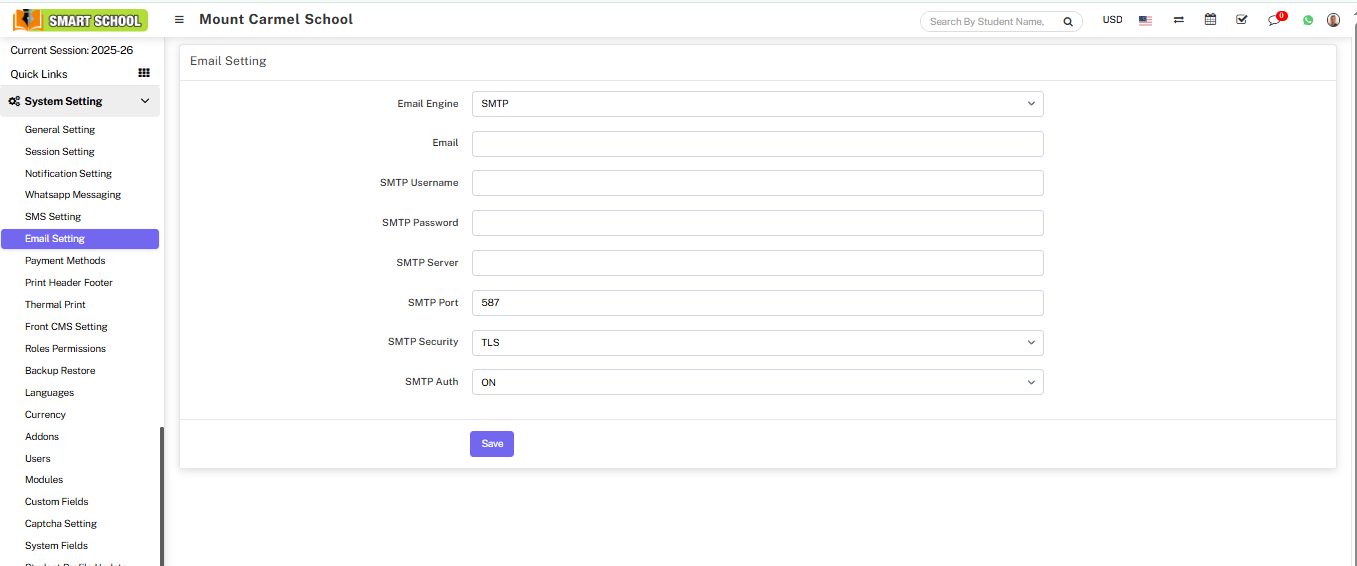 email setting for SMTP image