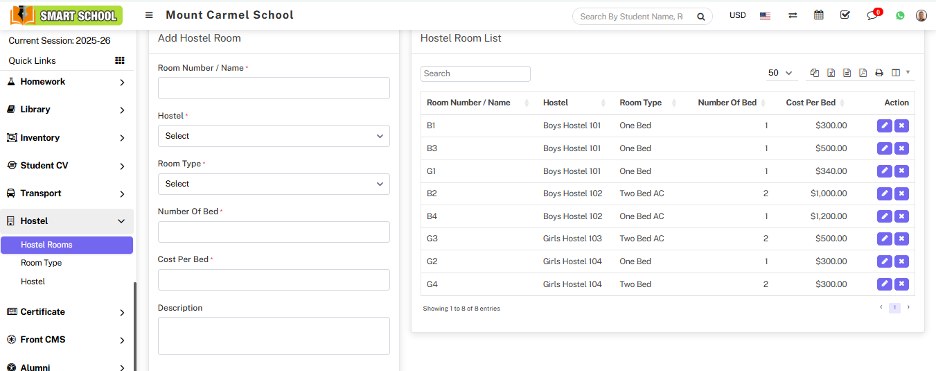 Add hostel rooms image
