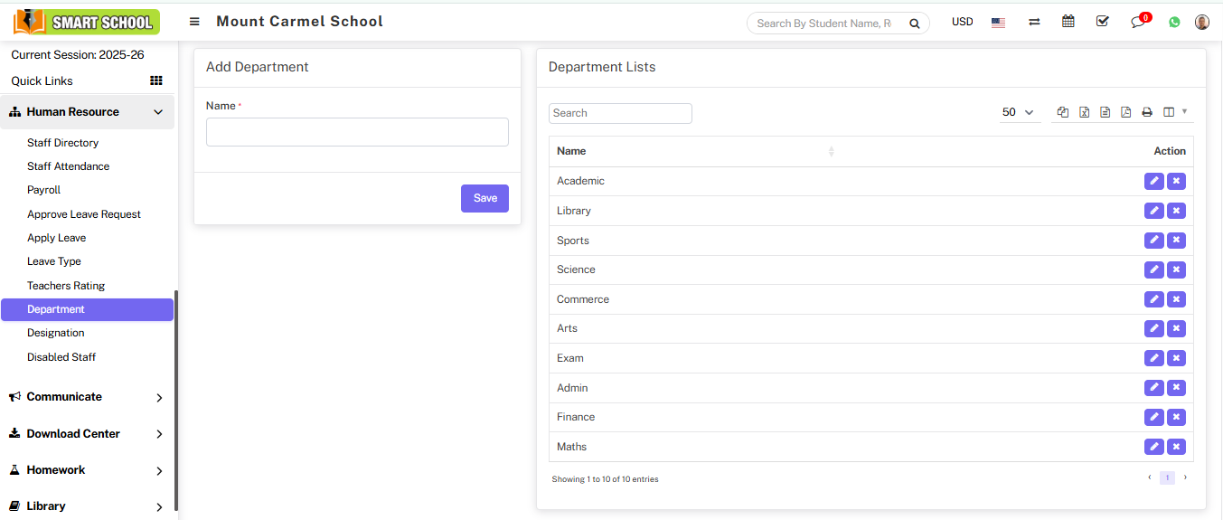 Add department image