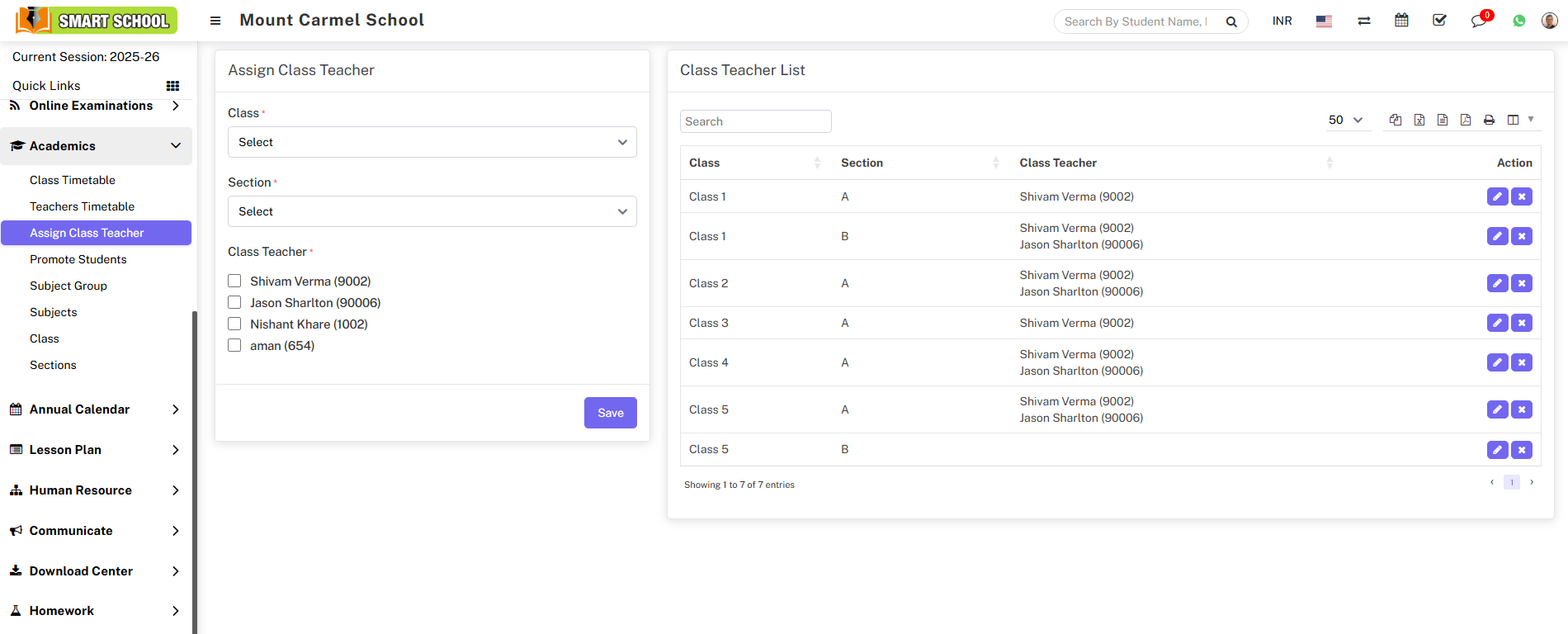 Assign class teacher image