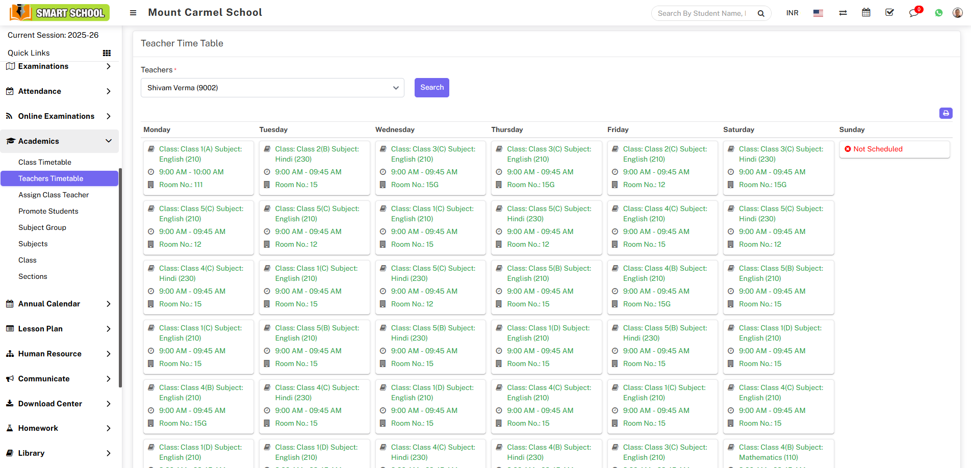 View teacher timetable image