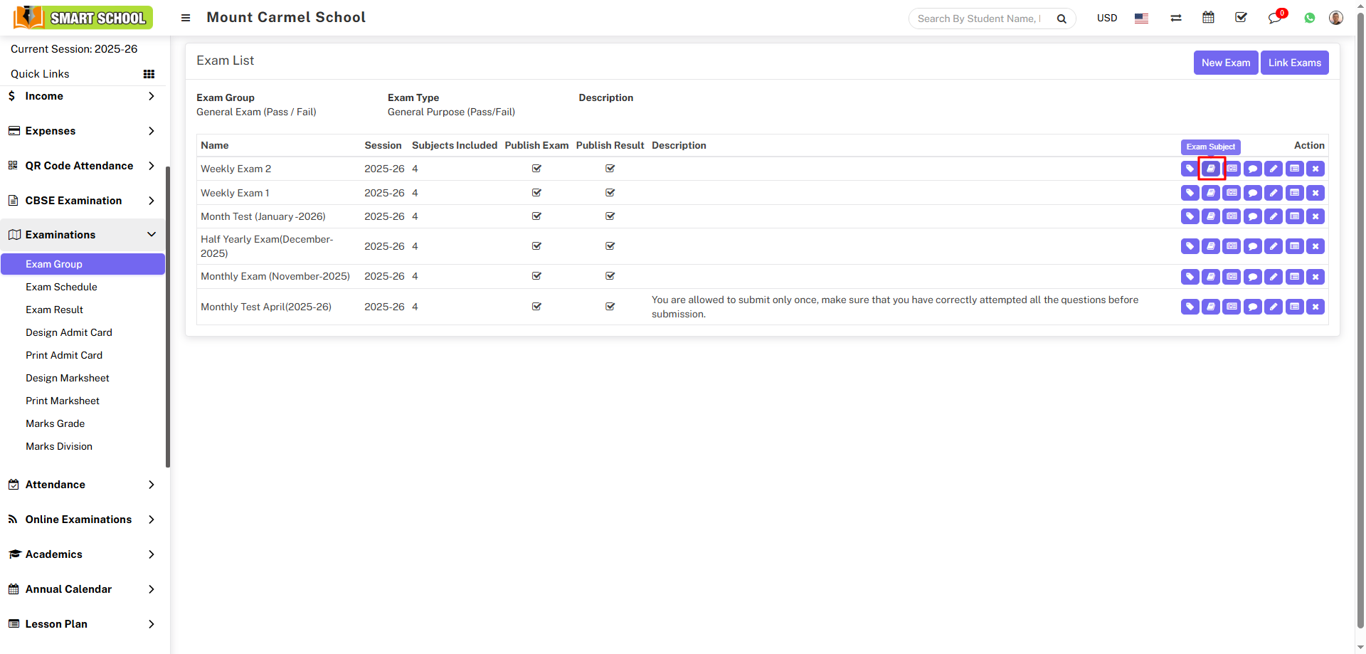 Add exam subject image