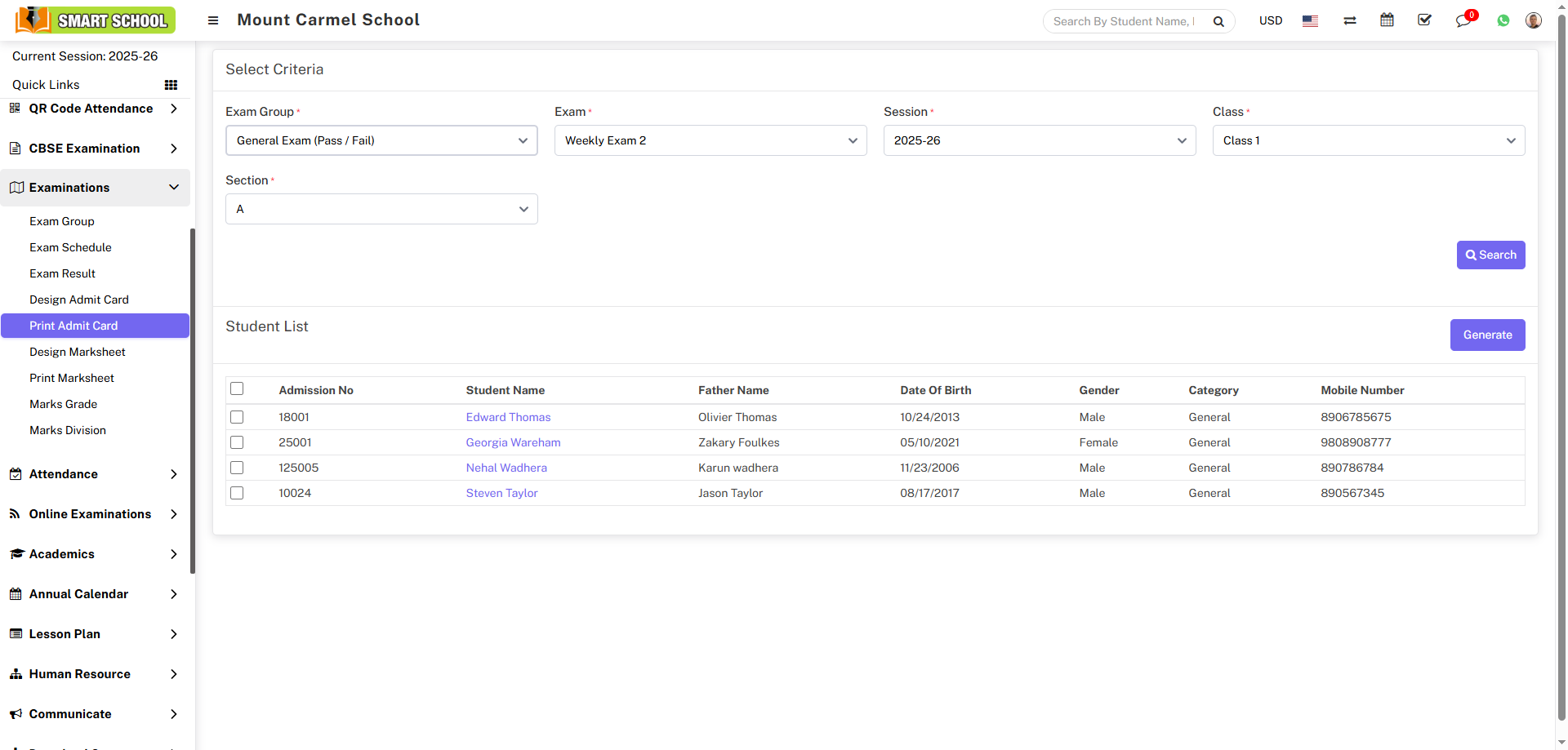 Print admit card image 