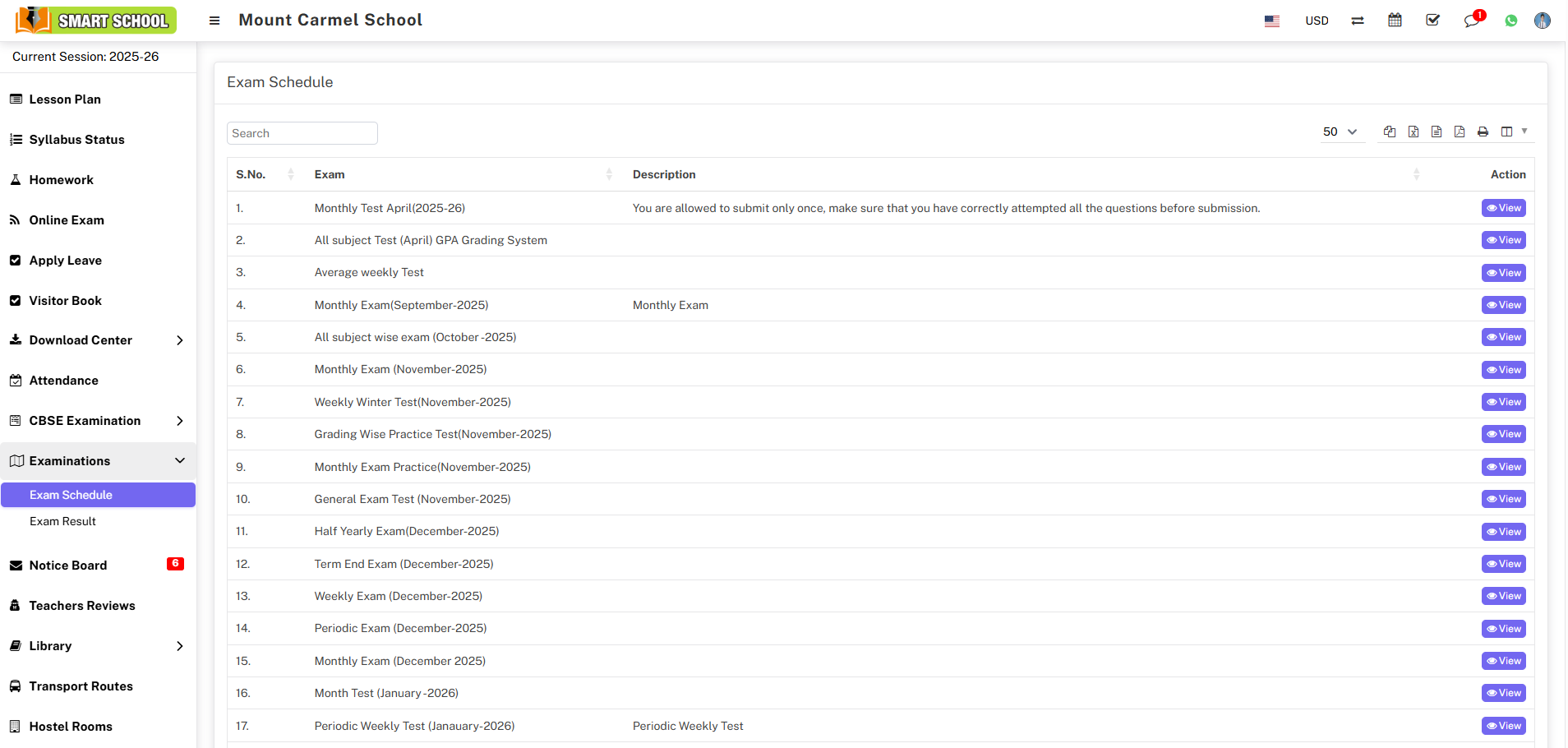 Student-exam schedule