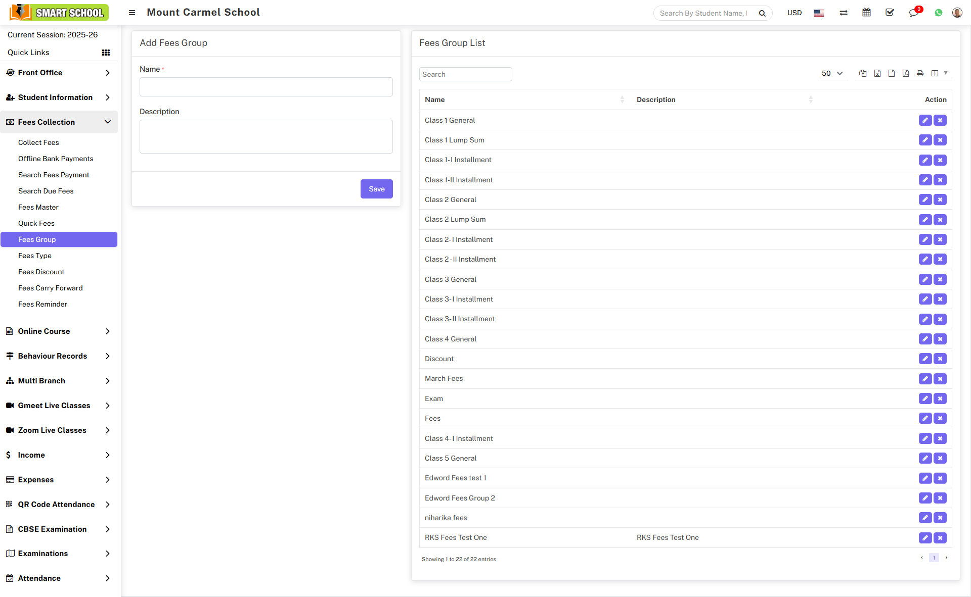 Fees collection about image