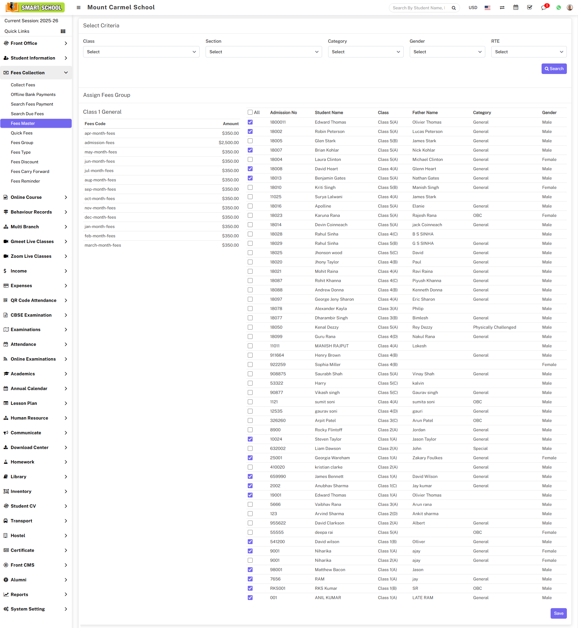 Assign fees group image