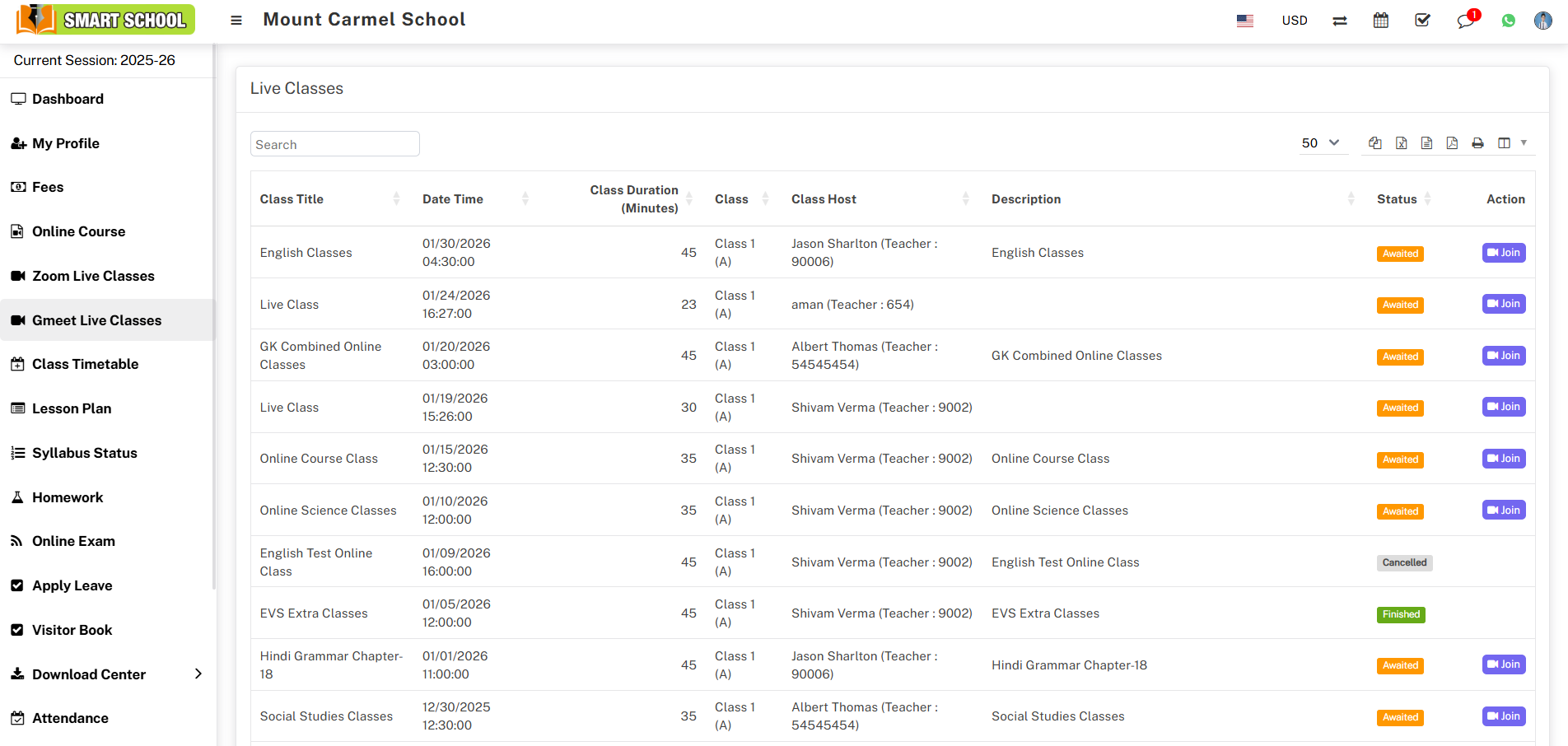 join Gmeet live class image