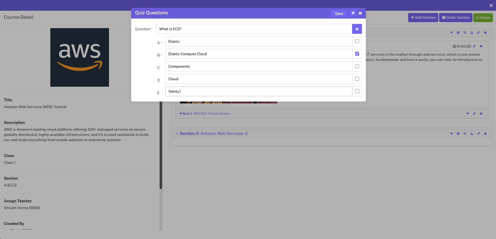 online course add quiz question image