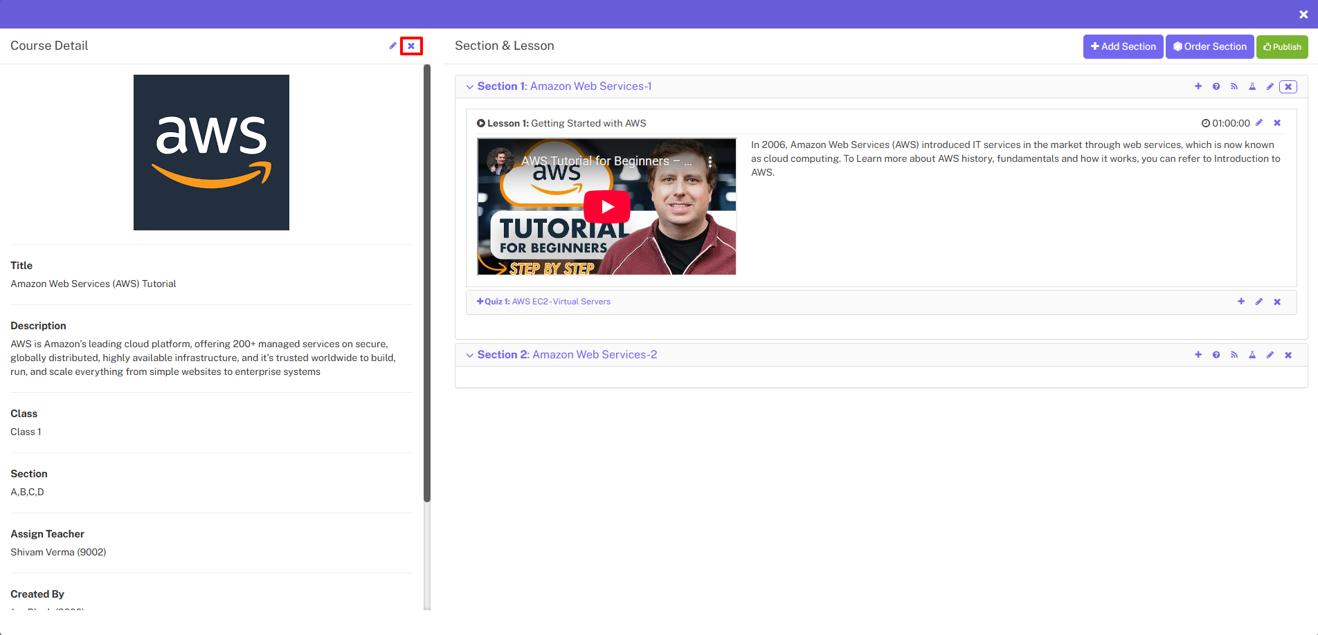 online course delete course image