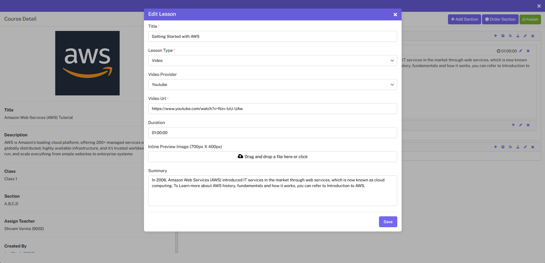 online course edit lesson