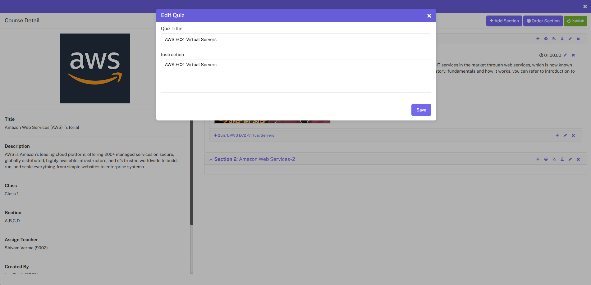 online course edit quiz image