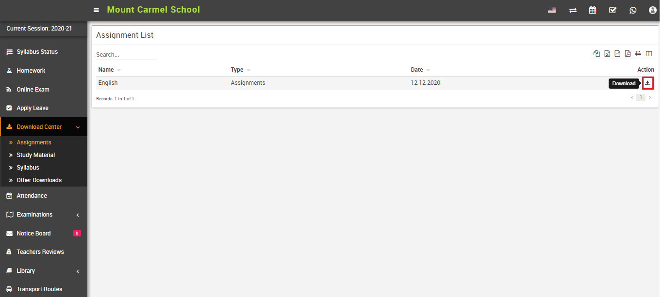 student download assignment image