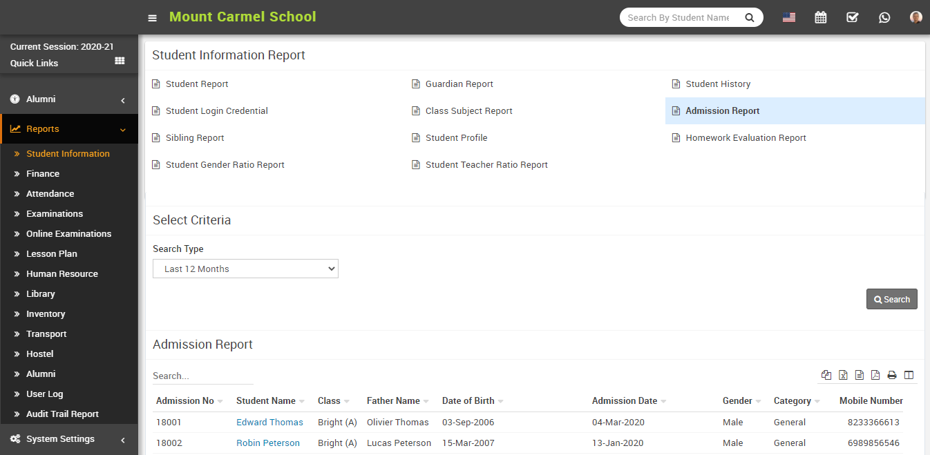 Admission report image